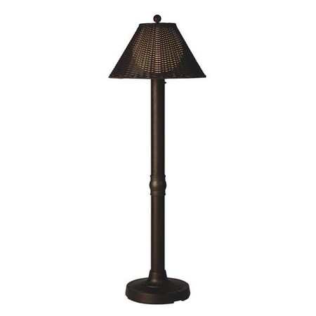 Patio Living Patio Living Concepts 17200 60 x 3 in. Tahiti II Flat Wicker Floor Lamp with Black Tube Body & Tight Weave Shade Bronze Walnut 17200
